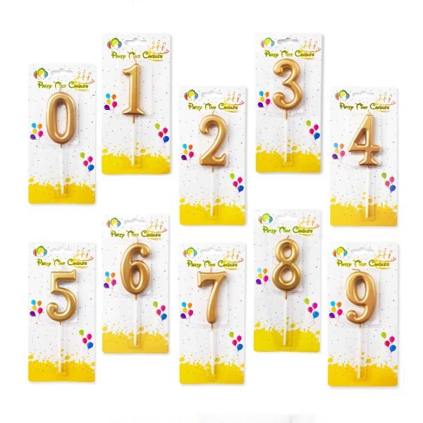 Numeric Candles Gold 0-9 (Select Any)