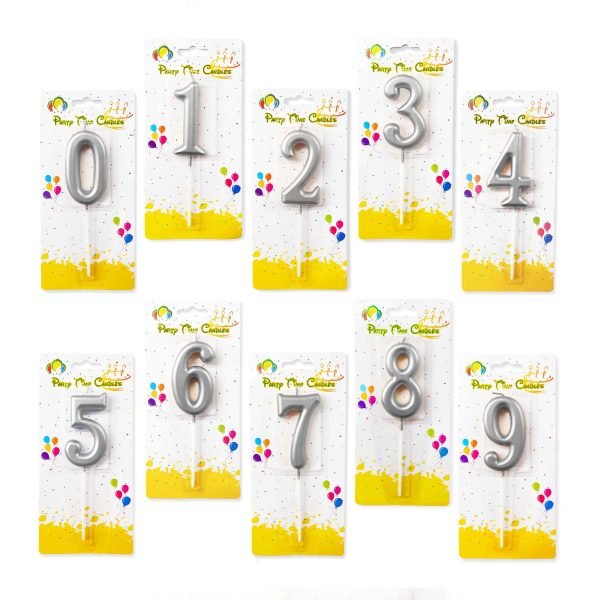 Numeric Candles Silver 0-9 (Select Any)