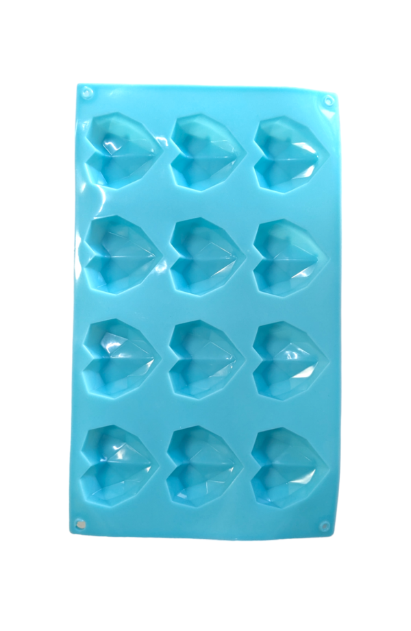 12 Cavity Diamond Heart Shaped Silicone Mould - Image 2