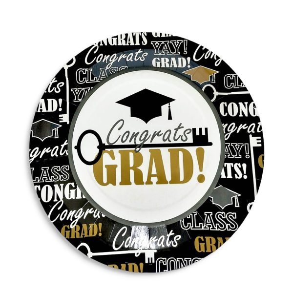 6-Pieces 7″ Congrats Grad Design Graduation Paper Plates
