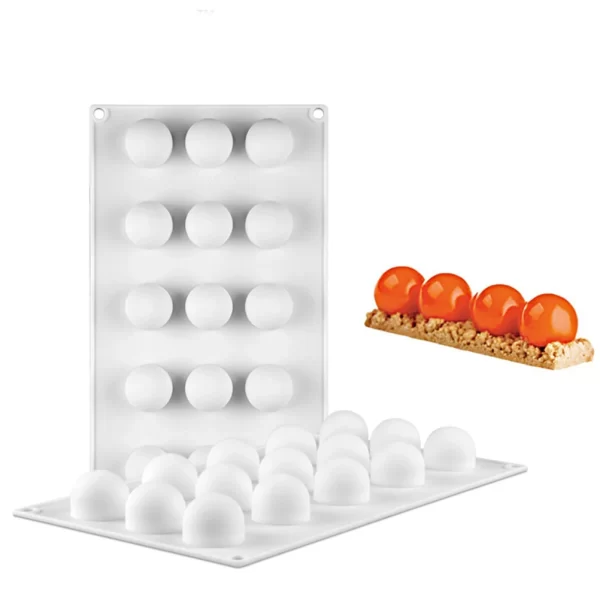15 Cavity Ball Shaped Chocolate, Jelly, Candy Silicone Mould 1pc