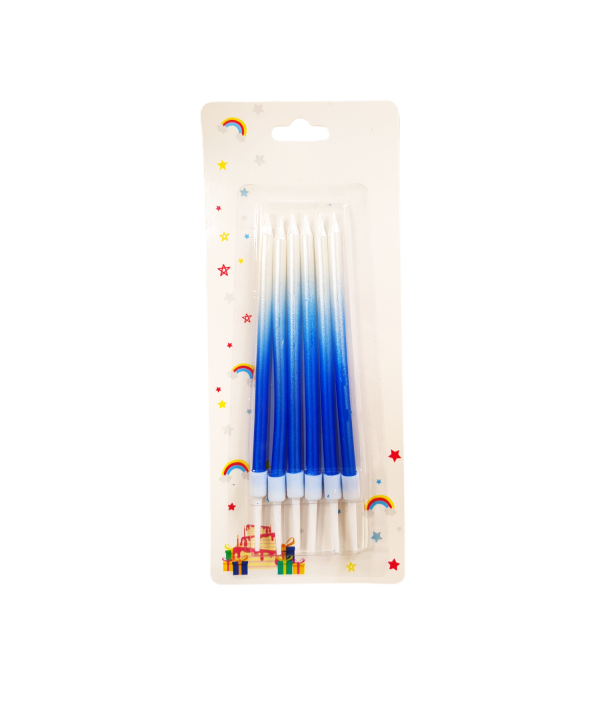 6-Pieces Long Spiral Shiny Birthday Candle – Blue