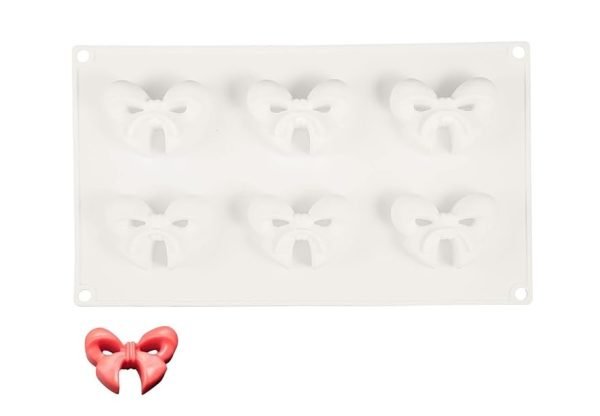 6 Cavity Butterfly Bows Shaped Chocolate, Jelly, Candy Silicone Mould 1pc