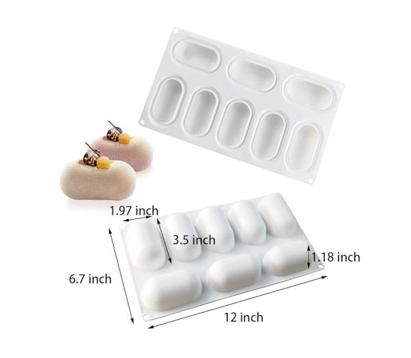8 Cavity Large Capsule Shaped Mousse Cake, Chocolate, Jelly, Candy Silicone Mould 1pc - Image 2
