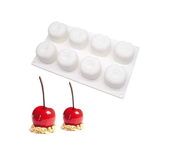 8 Cavity Cherry Shaped Mousse Cake,Chocolate, Jelly, Candy Silicone Mould 1pc