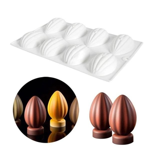 8 Cavity Cocoa Bean Shaped Chocolate, Jelly, Candy Silicone Mould 1pc