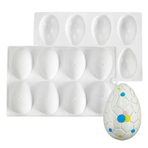 8 Cavity Easter Cracked Egg Shaped Chocolate, Jelly, Candy Silicone Mould 1pc
