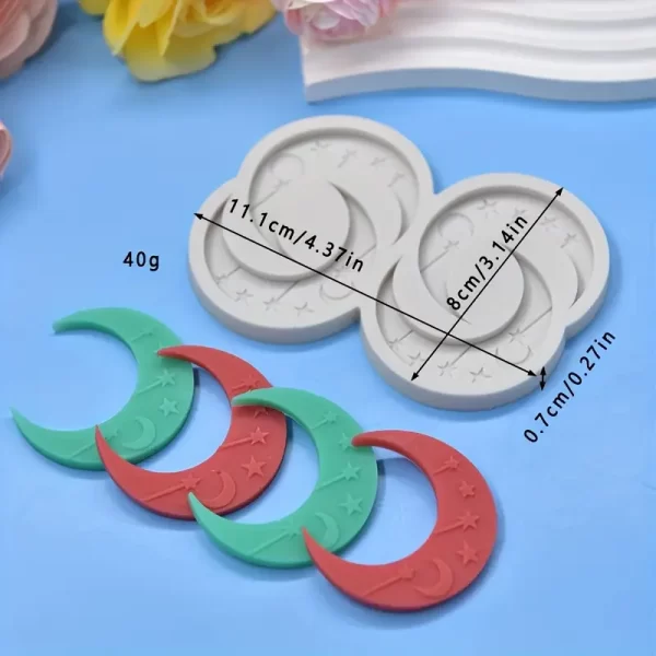 4 Cavity Crescent Moon 3D Shape Silicone Fondant Mould - Image 3