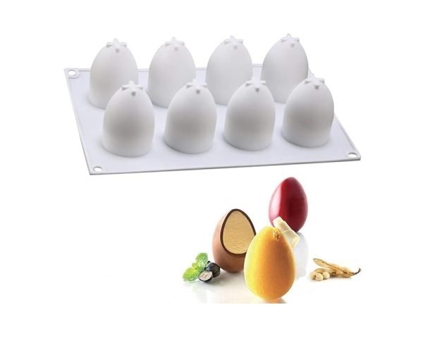 8 Cavity Easter Egg Shaped Mousse Cake, Chocolate, Jelly, Candy Silicone Mould 1pc