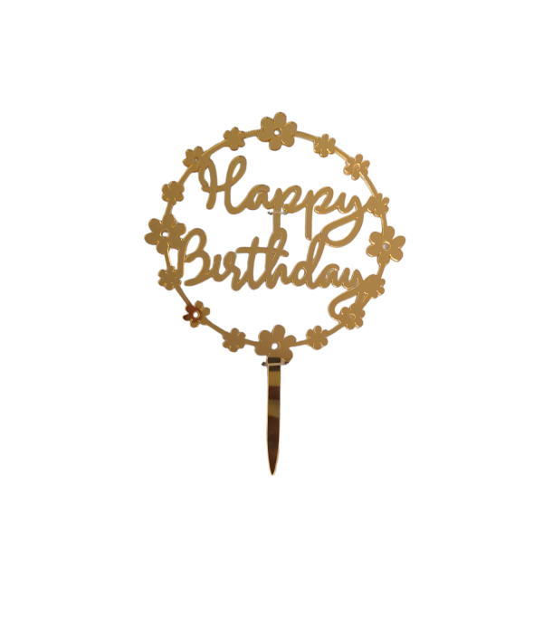 Flower Ring Happy Birthday Cake Topper