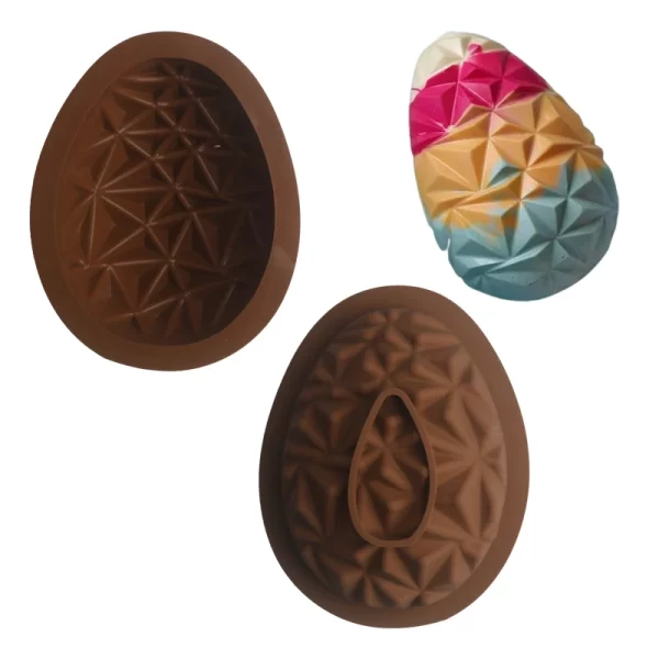 Easter Large Half Geometric Egg Shaped Chocolate Silicone Mould