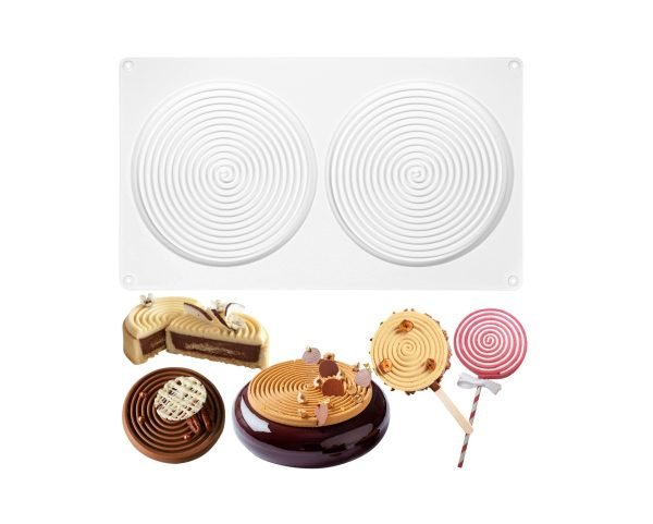 2 Cavity Large Spiral Shaped Chocolate,Jelly,Mousse cake,Lollipop Silicone Mould