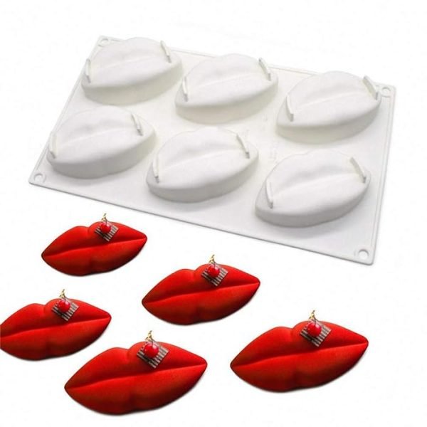 6 Cavity Lips Shaped Chocolate, Jelly, Candy Silicone Mould 1pc