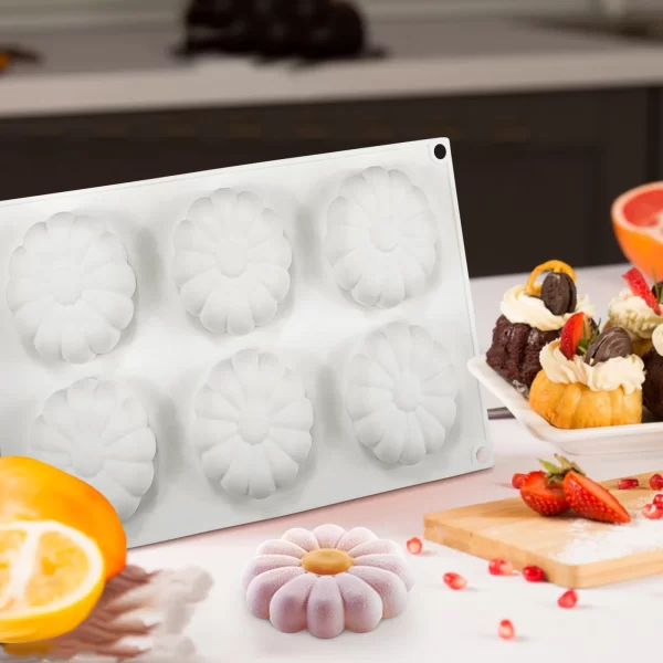 Mini Sunflower Shape Mousse Cake,Chocolate,Jelly,Candy Silicone Fondant Mould - Image 3