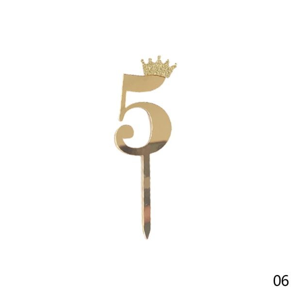 Number Five Gold Glitter Birthday Cake Topper