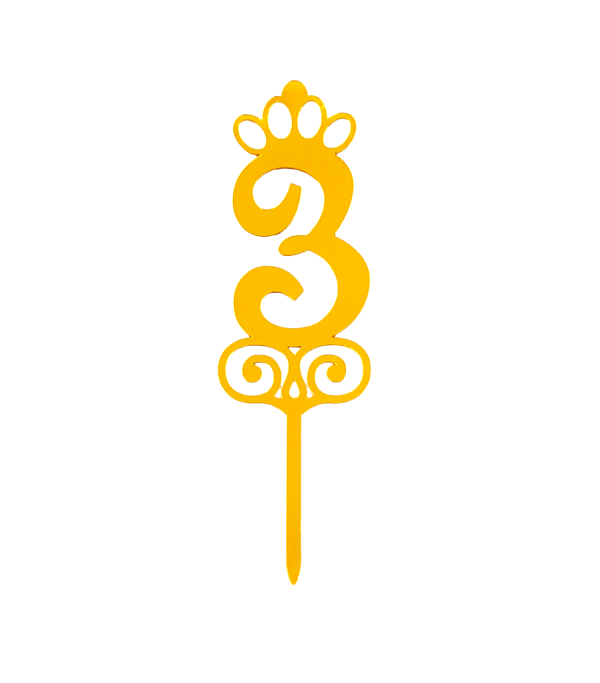 Number Three Acrylic Birthday Cake Topper