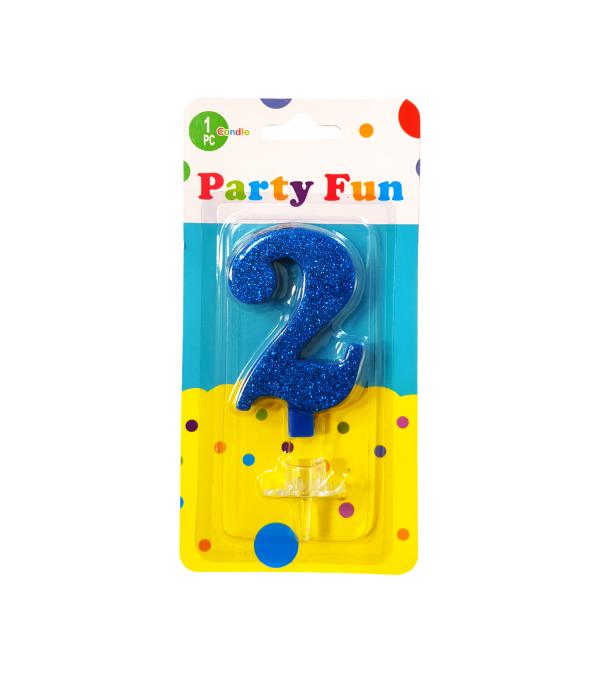 Blue Number Two Happy Birthday Candle