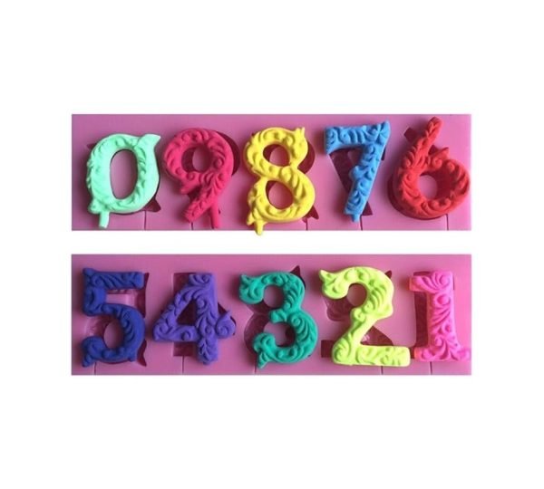 Numbers 0 to 9 Lollipop 3D Shape Silicone Fondant Mould