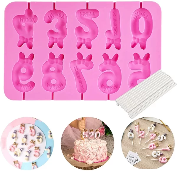 Numbers with happy Tag Shaped Lollipop,Chocolate,Jelly,Candy Silicone Mould