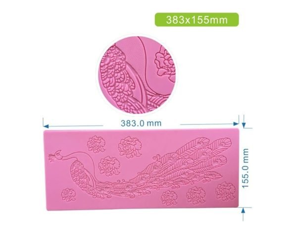 Peacock Design Cake Decorating Lace Mat Silicone Mould Version-6 1pc - Image 2