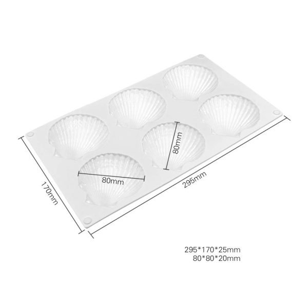 6 Cavity Pearl Shell Shaped Chocolate, Jelly, Candy Silicone Mould 1pc - Image 2