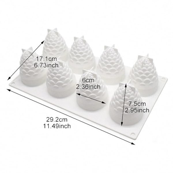 8 Cavity Pinecone Shaped Mousse Cake, Chocolate, Jelly, Candy Silicone Mould 1pc - Image 2