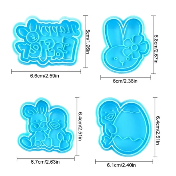 Rabbit Duck Cookie Fondant Cutters Set of 4pcs - Image 2