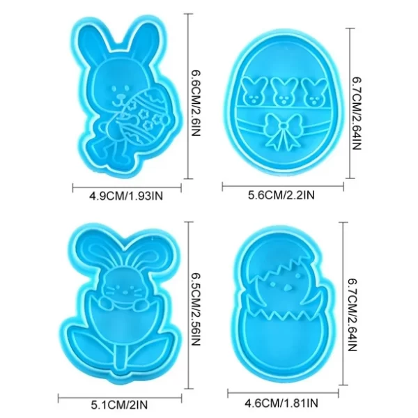 Rabbit Egg Cookie Fondant Cutters Set of 4pcs - Image 2