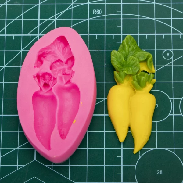 2 Cavity Carrot 3D Shape Silicone Fondant Mould