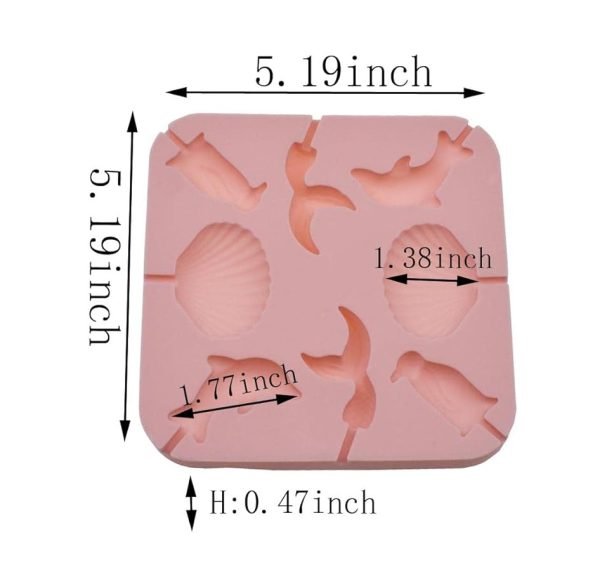 8 Cavity Dolphin,Shell,Mermaid Tail,Penguin Shaped Lollipop Silicone Mould 1pc - Image 3