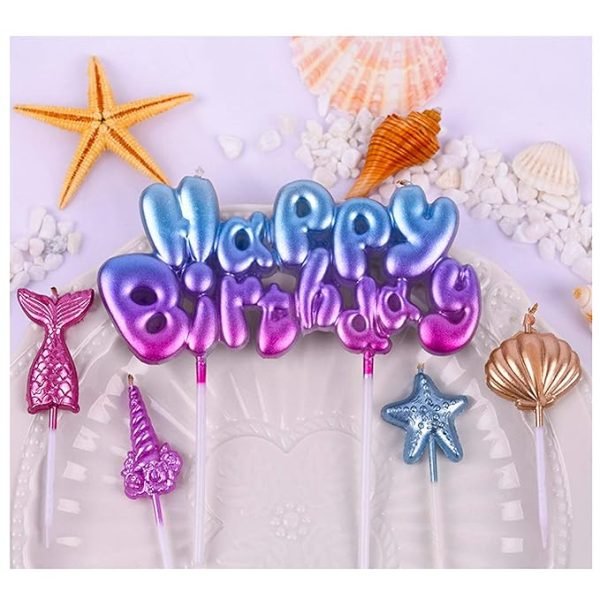Sea Theme Happy Birthday Shape Candle Set of 5pcs