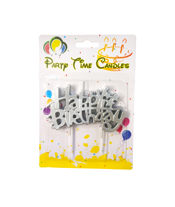 Happy Birthday Candle – Silver