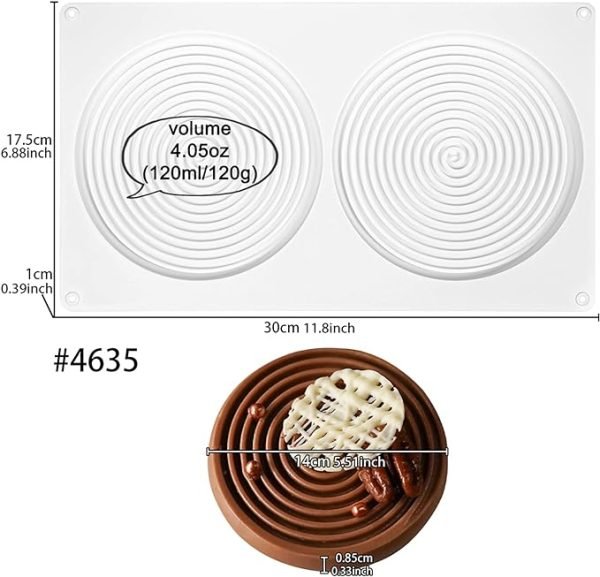 2 Cavity Large Spiral Shaped Chocolate,Jelly,Mousse cake,Lollipop Silicone Mould - Image 2
