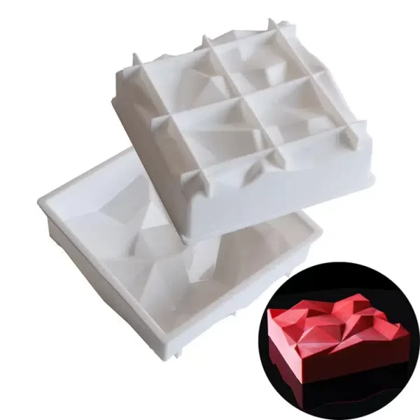 Square Geometric Wave Shape Mousse Cake,Chocolate, Jelly, Candy Silicone Mould 1pc