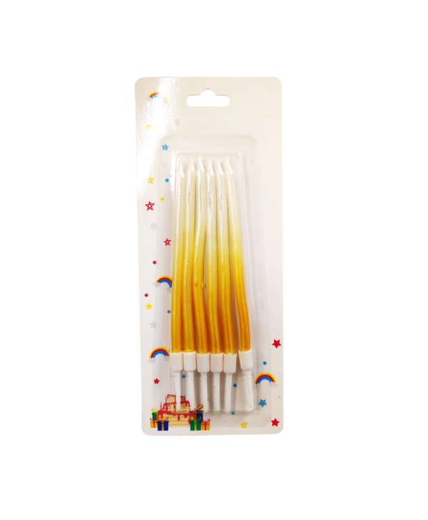 6-Pieces Long Spiral Shiny Birthday Candle – Yellow