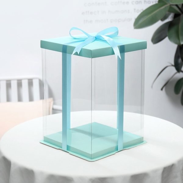 Square White Clear Tall Cake Box 22cm X 22cm x 30cm