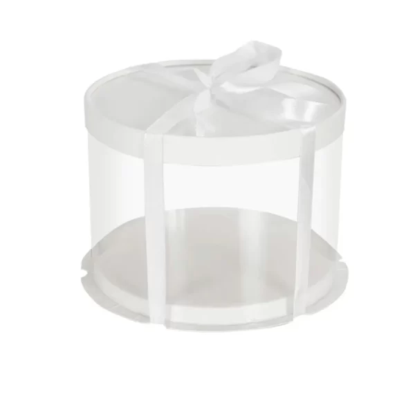 Round White Clear Tall Cake Box 22cm X 22cm x 17cm