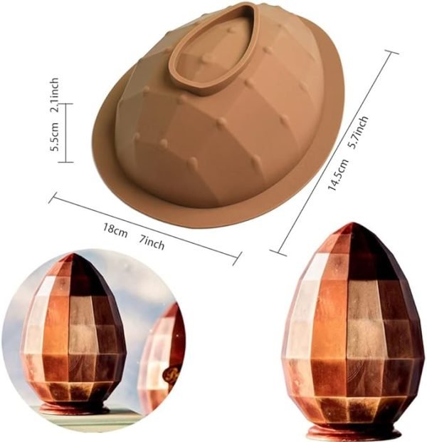 Easter Large Half Crystal Egg Shaped Chocolate Silicone Mould - Image 2