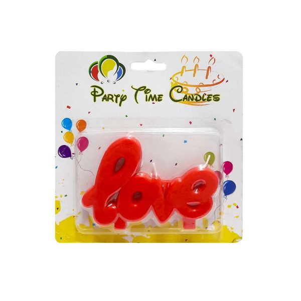1pc Cursive Love Candle, Cake Topper – Red