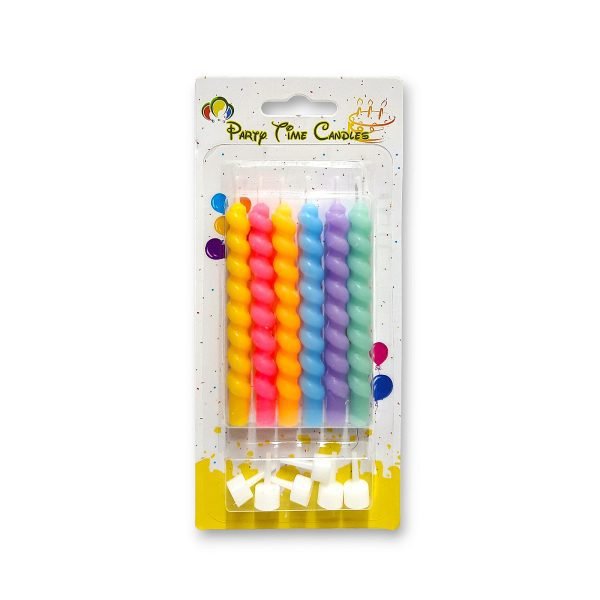 6-Pieces Spiral Birthday Candle – Mix Pastel