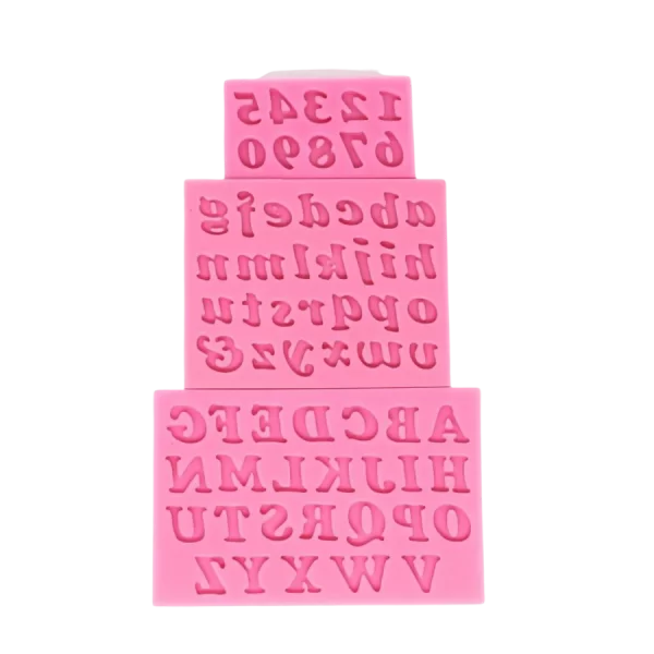 Set of 3pcs Uppercase Lowercase Alphabets Numbers 3D Shape Silicone Fondant Mould