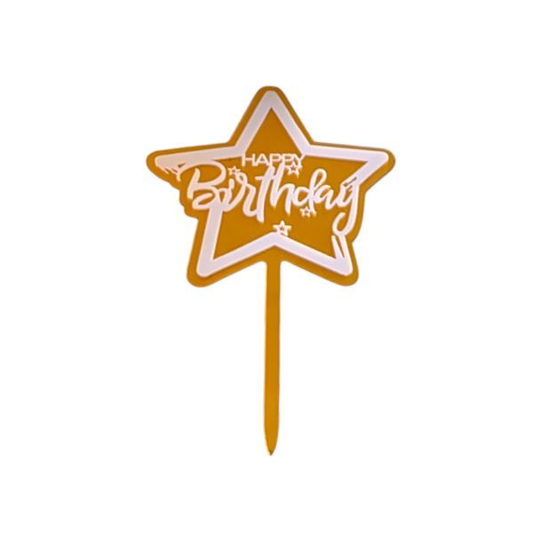Happy Birthday Gold Star Cake Topper