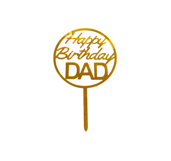 Gold Happy Birthday Dad Cake Topper