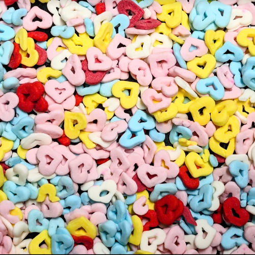 multi colour heart sprinkles