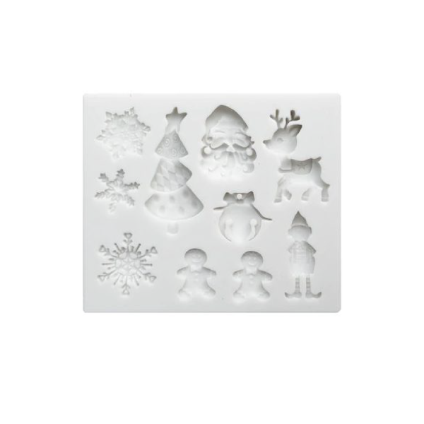 Christmas Santa Claus, Snow Deer, Snowflake, Gingy, Xmas Tree 3D Shape Silicone Fondant Mould