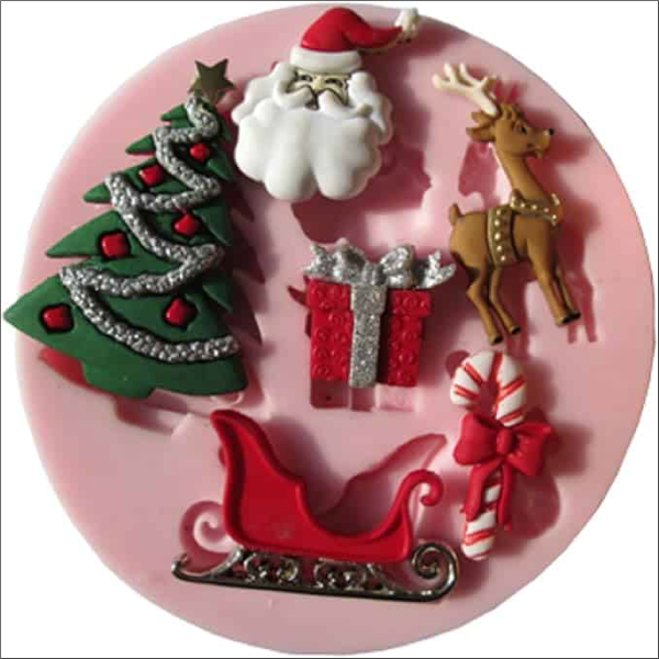Christmas Santa Claus, Snowdeer, Xmas Tree, Giftbox 3D Shape Silicone Fondant Moulds