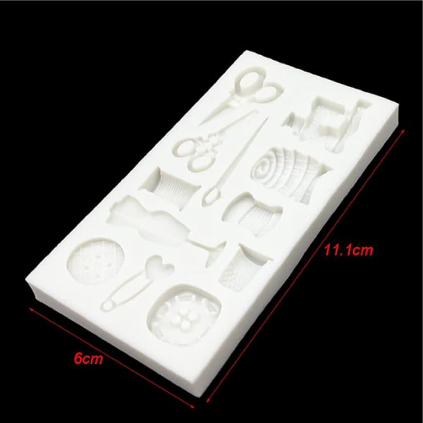 Resin Crafts, Sewing Machine ,Scissors Button 3D Shape Silicone Fondant Mould - Image 2