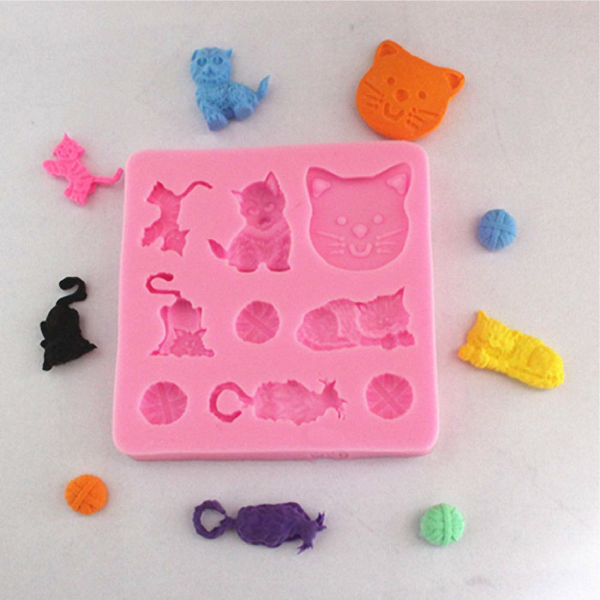 Set of Kitten 3D Shape Silicone Fondant Mould