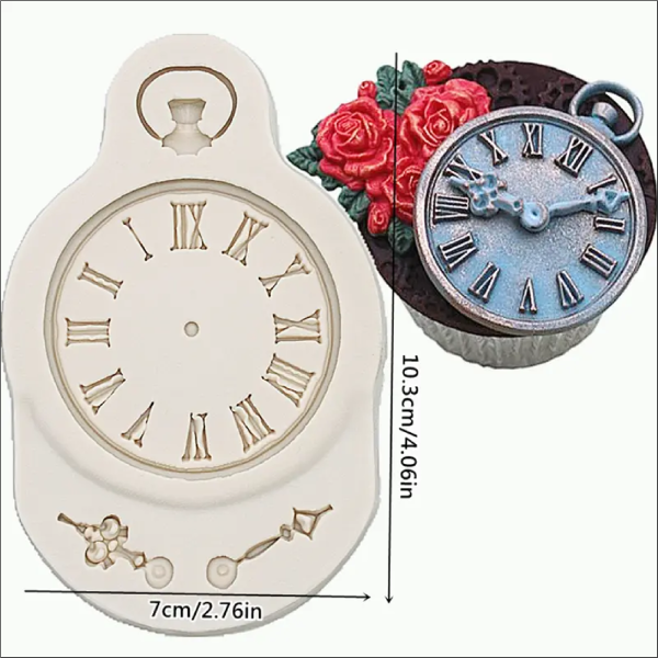 Vintage Pocket Clock Watch 3D Shape Silicone Fondant Mould