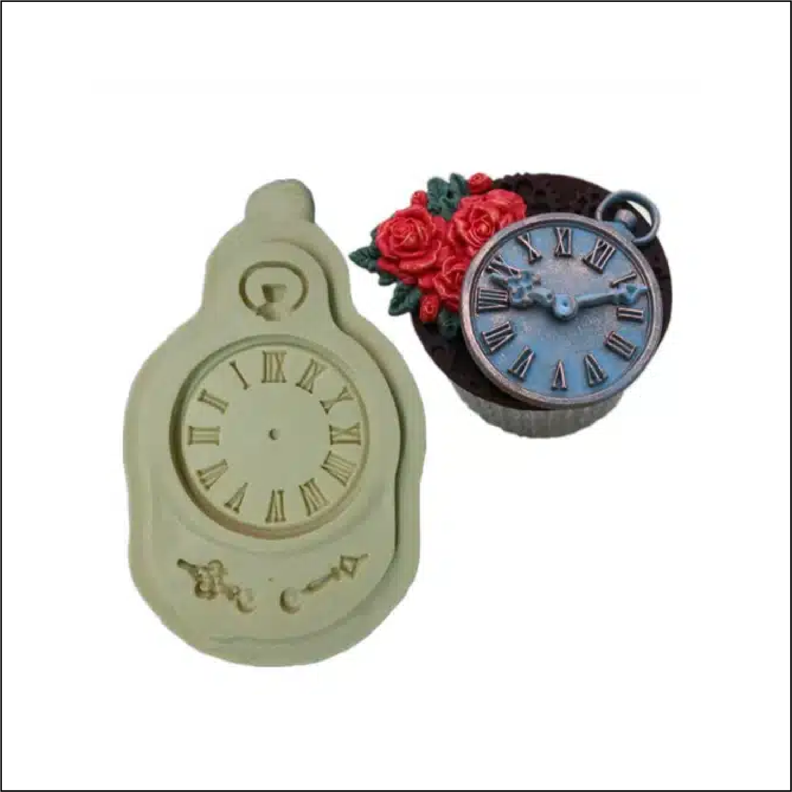 Vintage Pocket Clock Watch 3D Shape Silicone Fondant Moulds